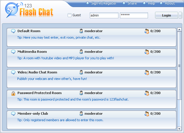 Admin Panel User Manual Of 123 Flash Chat Server Software