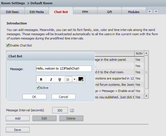Add A Room User Manual Of 123 Flash Chat Server Software